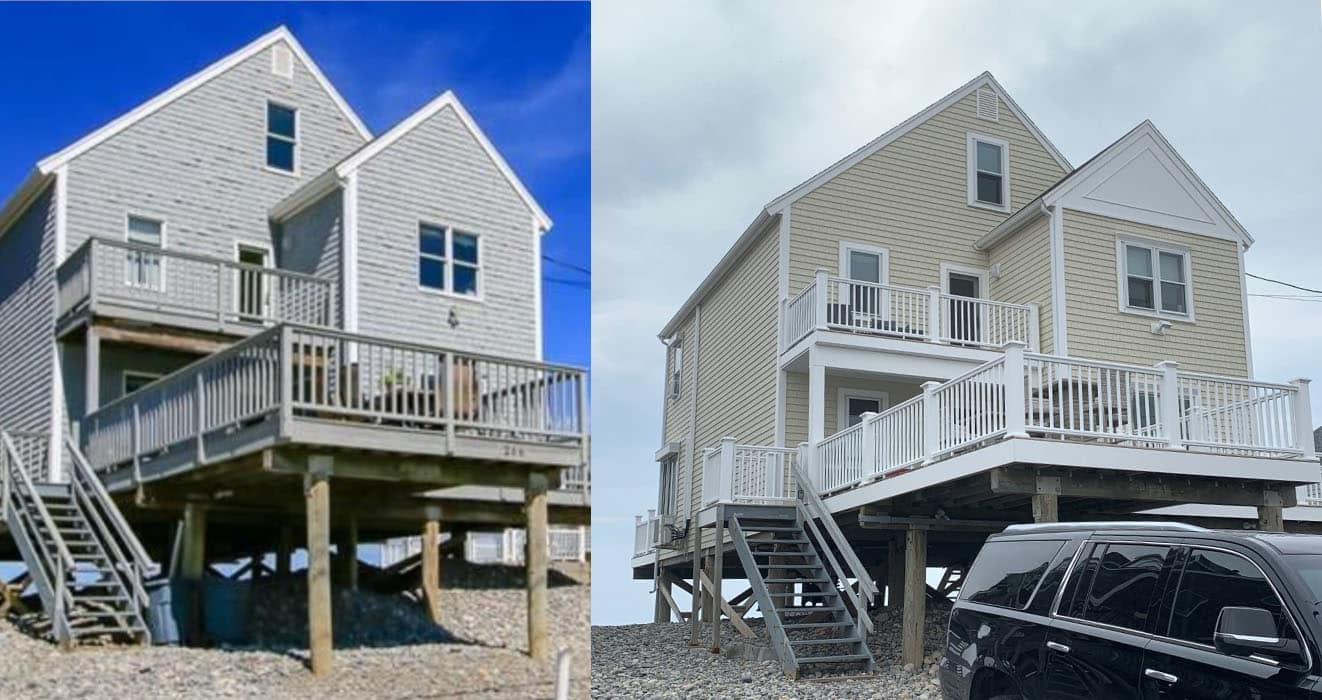 Before and After Professional Siding Contractor Plymouth MA